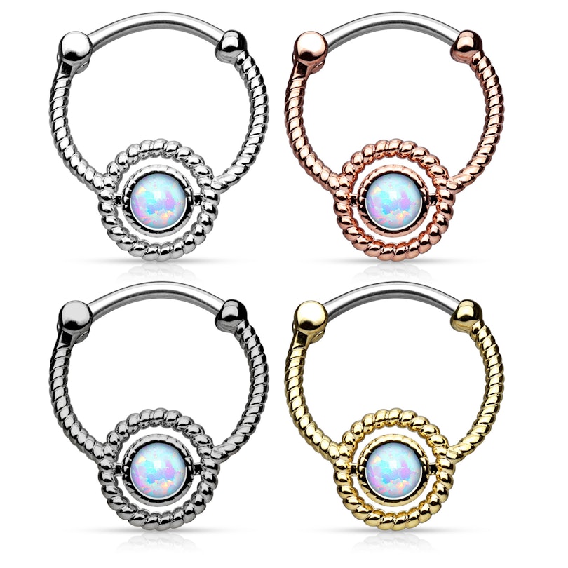 Snoet septumpiercing med opalsten