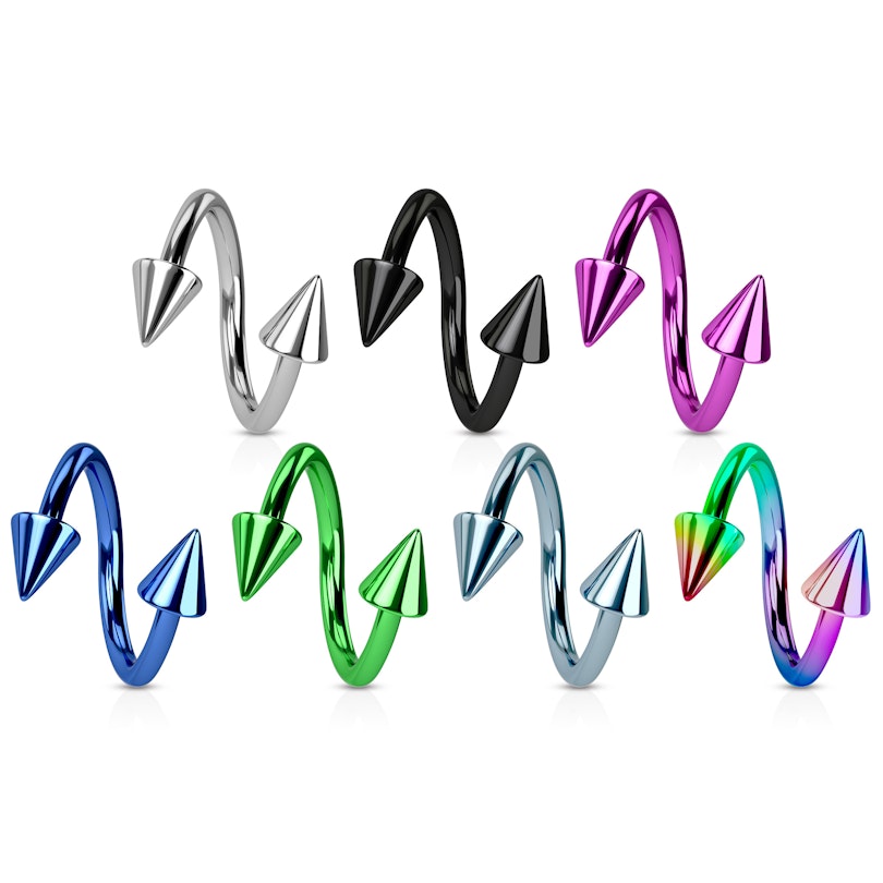 Twisterring i mange forskellige farver med spikes