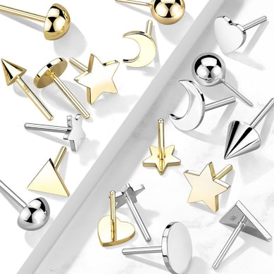 Push-in front af 14 karat guld i forskellige designs