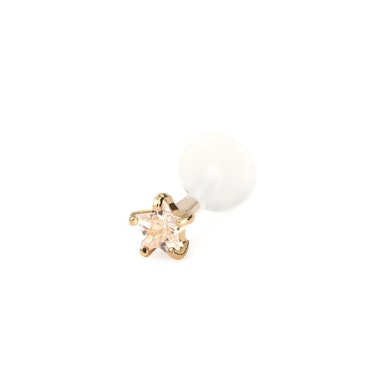 Labret af 14 karat guld med stjerneformet sten og ptfe stav