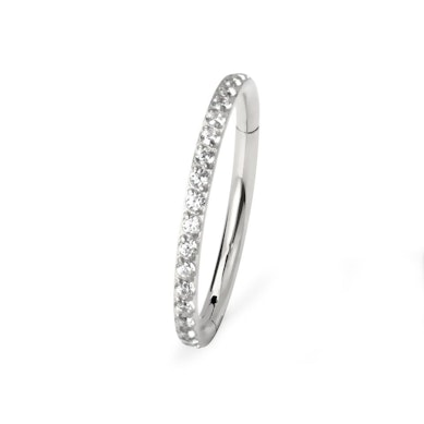 Ring af titanium med hængsel og sten på siden