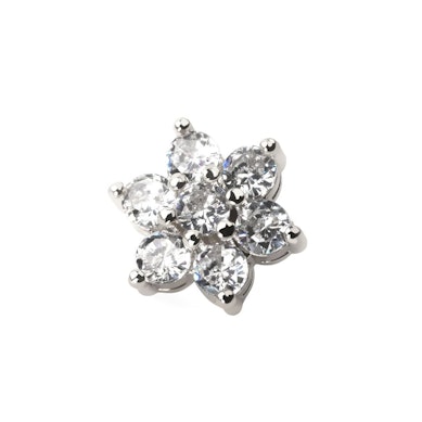 Blomst til dermal anchor med centersten i flere farver