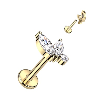 Fin labret i titanium med indvendigt gevind
