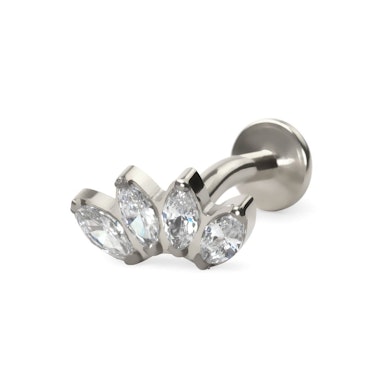 Navlesmykke af titanium med sten i marquise-design