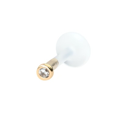 Labret af 14 karat guld med sten og ptfe stav