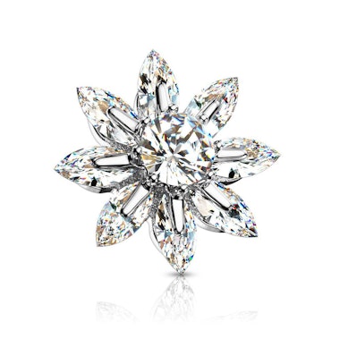 Blomst til dermal anchor med blade af sten og centersten