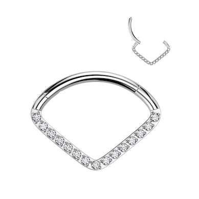 Chevronring af titanium med sten