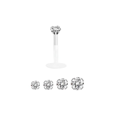 Labret af 14 karat guld med rund sten og ptfe stav