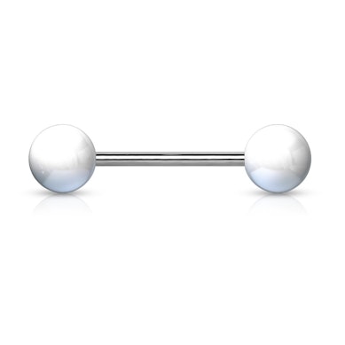 Tungepiercing af titanium med ensfarvede akrylkugler