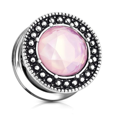 Plug med oxideret front og pink sten