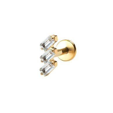 Labret af titanium med baguette-sten