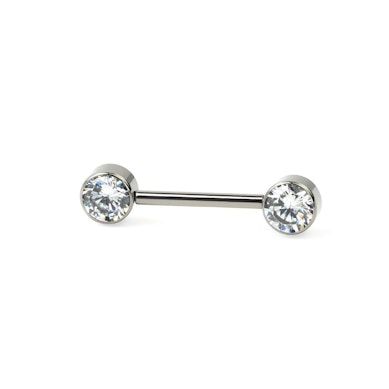 Brystpiercing af titanium med push-in ender i forskellige farver