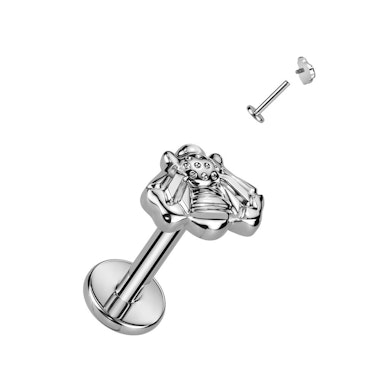 Titaniumlabret med indvendigt gevind og bi på toppen
