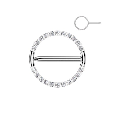 Nipple clicker af titanium med pavé-sten