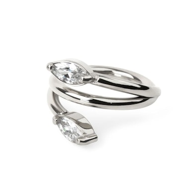 Dobbelt segmentring med marquise-sten