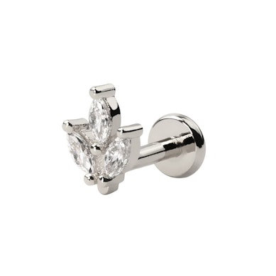 Push-in labret med marquise-formet sten