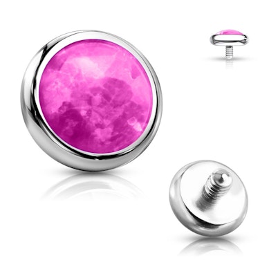 Flad dermal anchor med opalsten.