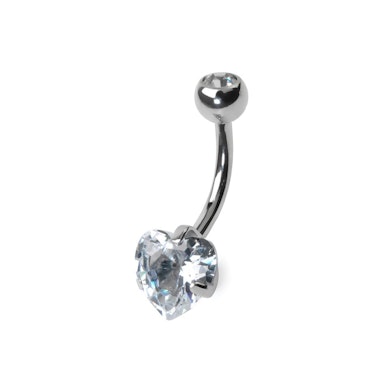 Navlepiercing af titanium med hjertesten