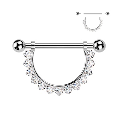 Nipple-stav af titanium med halvcirkel af CZ-sten