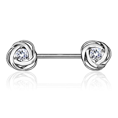 Brystpiercing med sten i rose