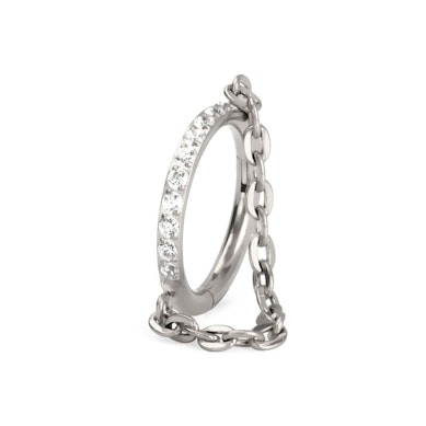 Hængslet ring med sten og kæde