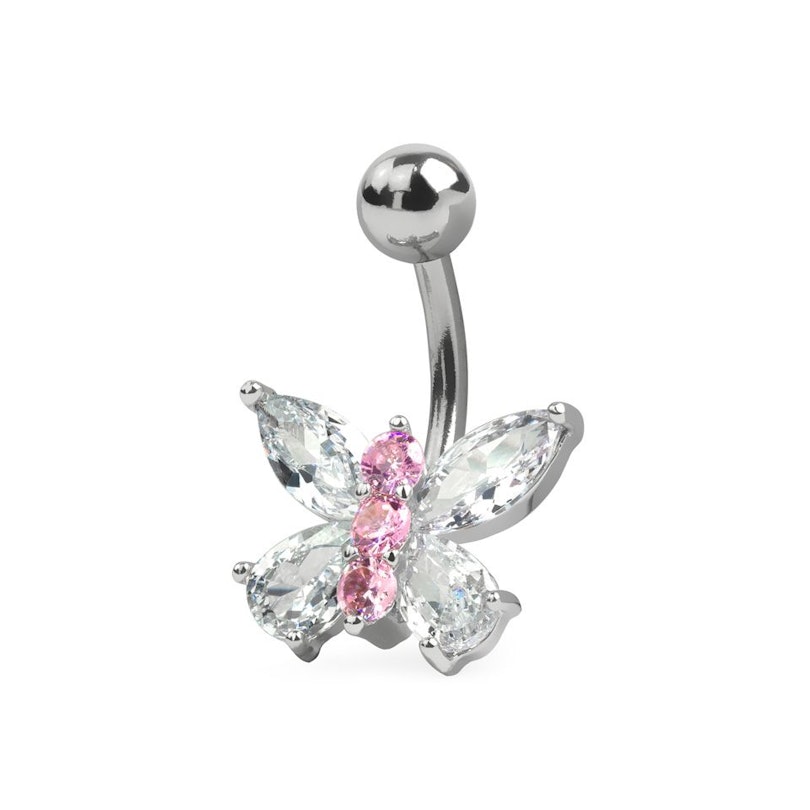 Navlepiercing med sommerfugl af krystaller Kropspiercing - Danmark