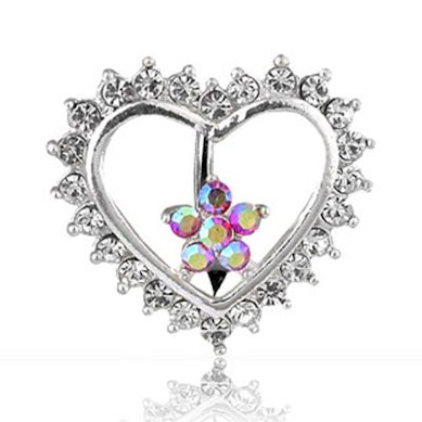 Omvendt navlepiercing med hjerte og blomst