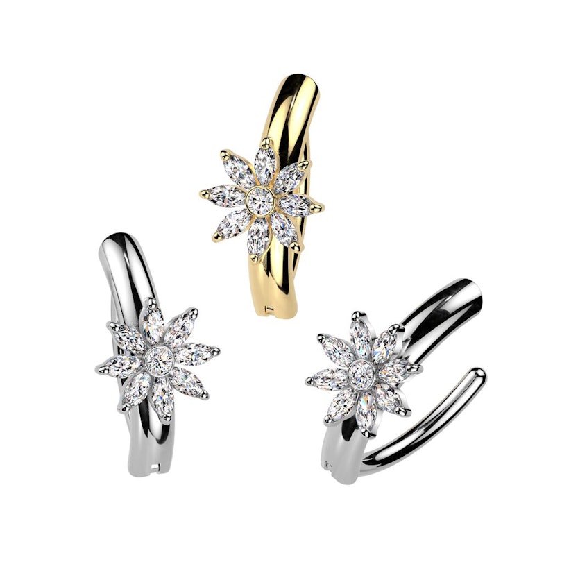 Belly clicker med funklende blomst Piercingsmykker - Danmark