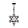 Navlepiercing med blomst og runde sten af opalite Piercing - Danmark