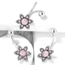 Navlepiercing med blomst og runde sten af opalite Kropssmykker - Danmark