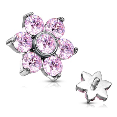 Dermal anchor med sten formet som blomst.