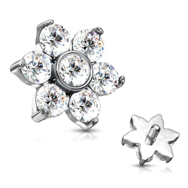 Dermal anchor med sten formet som blomst