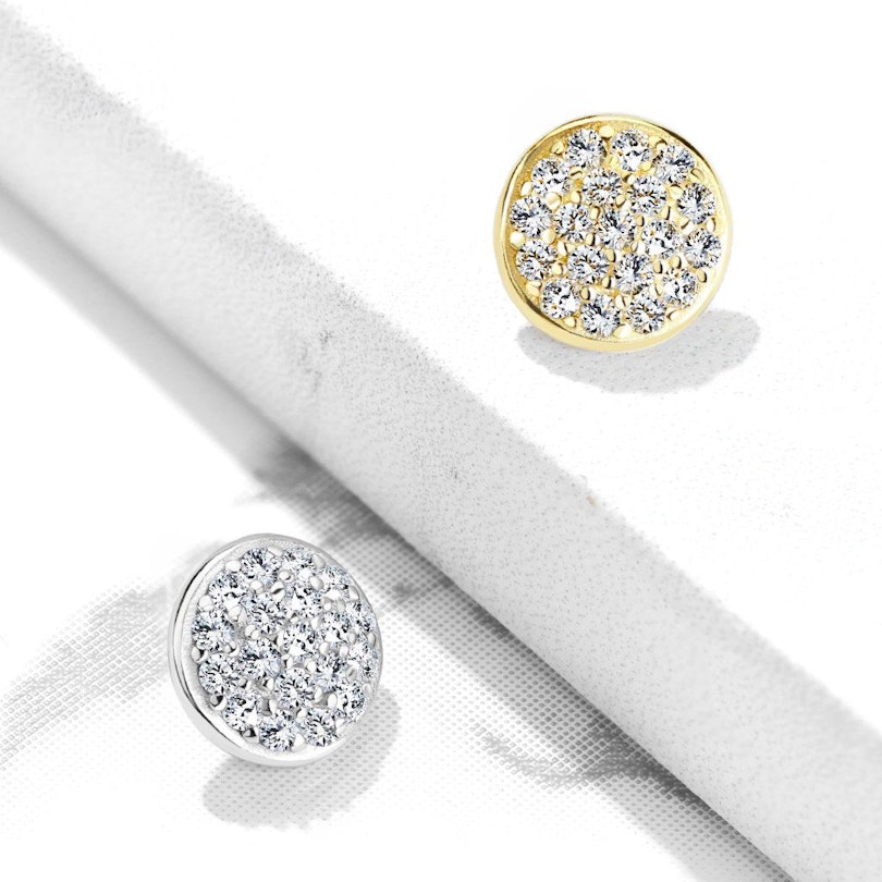 Dermal af 14 karat guld med stenbesat kuppel Piercinger - Danmark