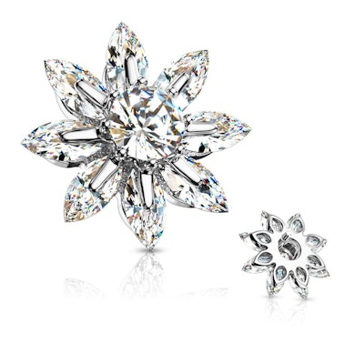 Blomst til dermal anchor med blade af sten og centersten