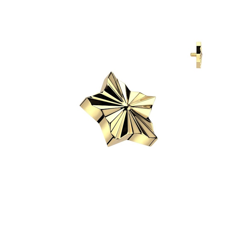 Stjerneformet dermal top af titanium med mønster Piercingsmykker - Danmark