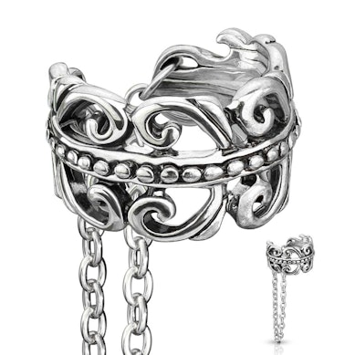Earcuff med keltisk hjerte og kæde