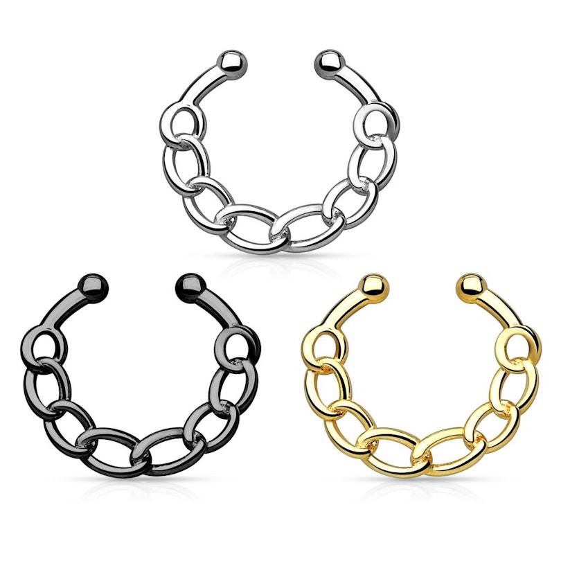 Fake septumpiercing med kæde Piercing - Danmark