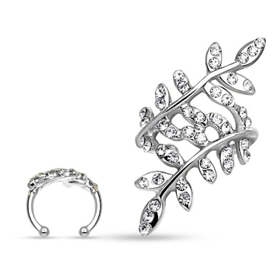 Earcuff med stenbesatte blade