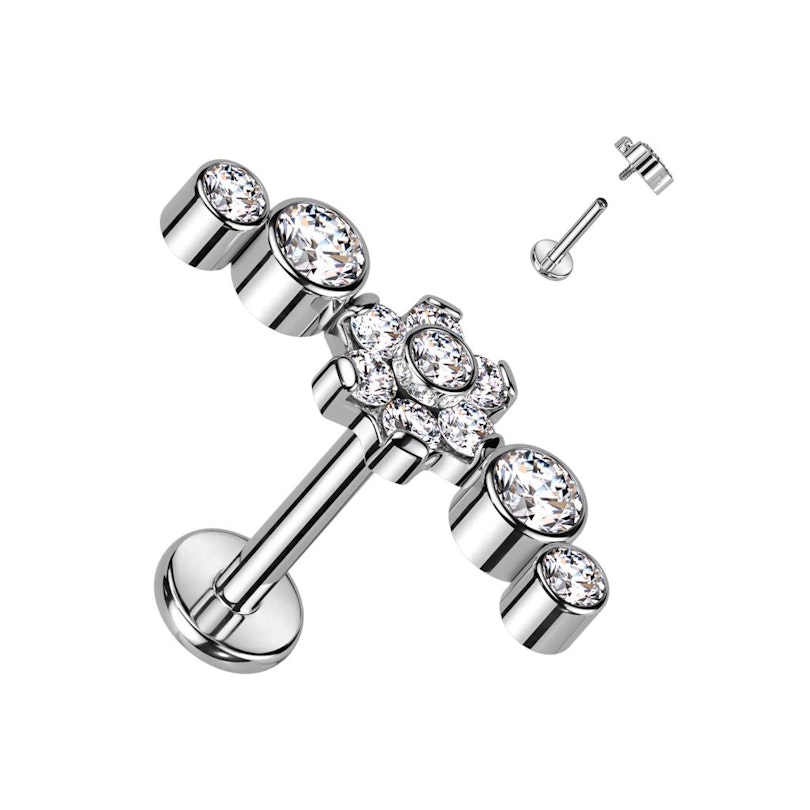 Labret af titanium i smukt blomsterdesign Piercing - Danmark