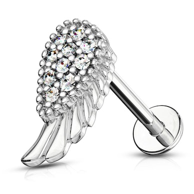 Labret med form som englevinge og masser af sten