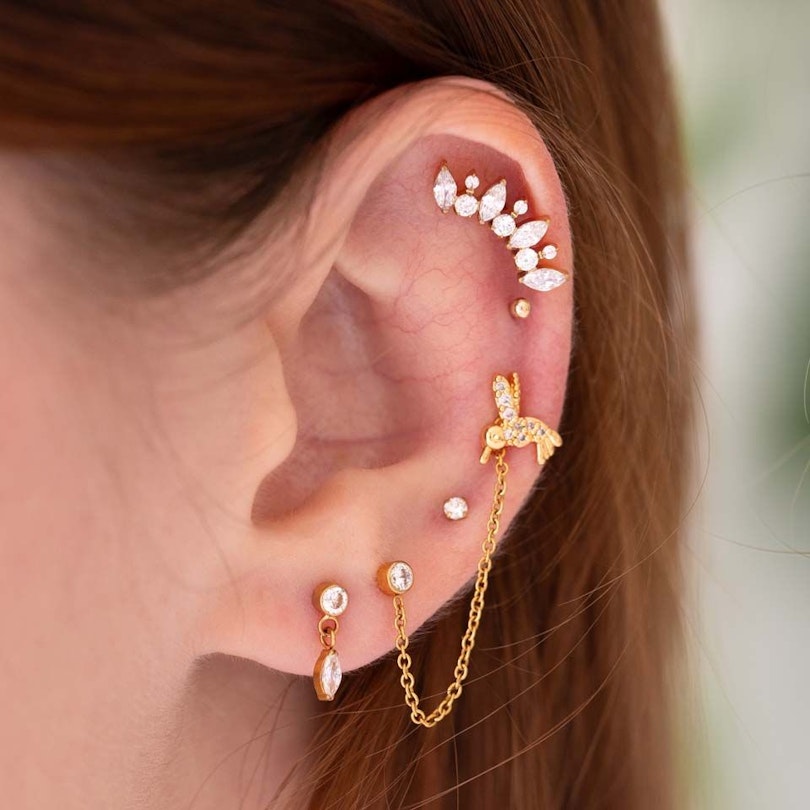Labret af titanium med marquise-vedhæng Kropssmykker - Danmark