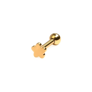 Flat back-labret med blomst af titanium