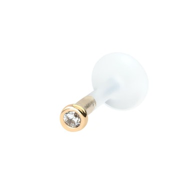 Labret af 14 karat guld med sten og ptfe stav