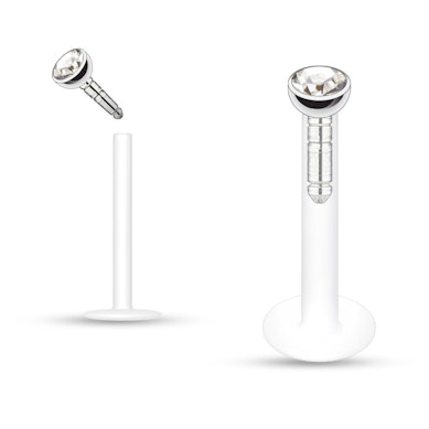 Labret af ptfe med mange forskellige farver sten