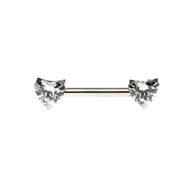 Nipple-stav af titanium med hjerteformede CZ-sten