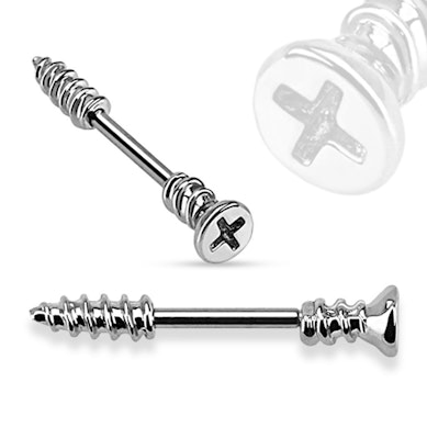 Brystpiercing formet som skrue