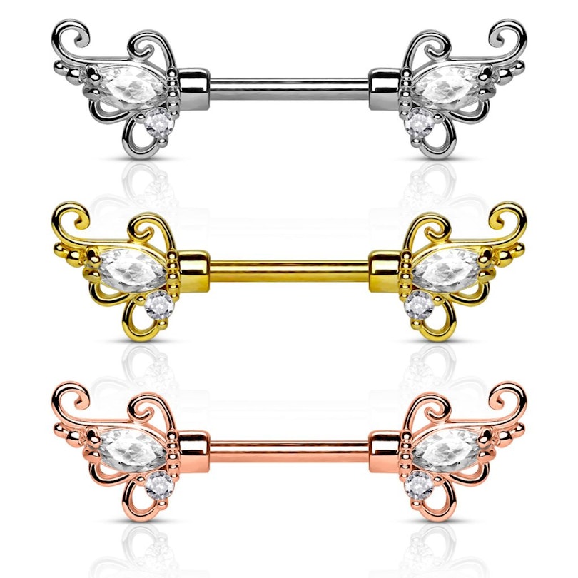 Brystpiercing med snoninger og sten Kropspiercing - Danmark