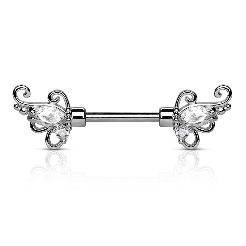 Brystpiercing med snoninger og sten Piercinger - Danmark
