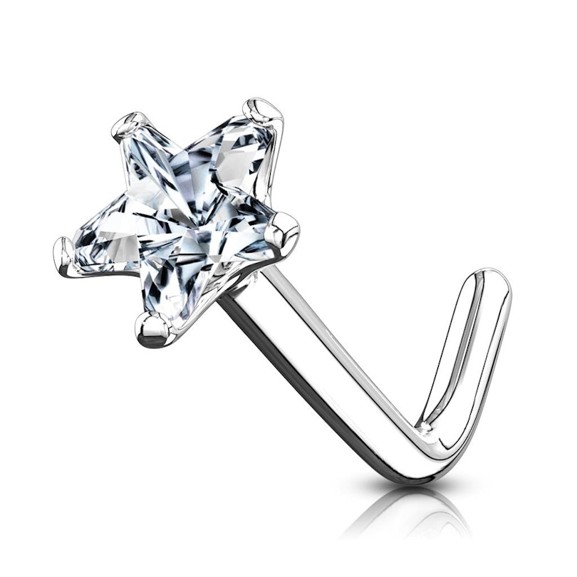 Næsepiercing af 14 karat guld med stjernesten Piercinger - Danmark