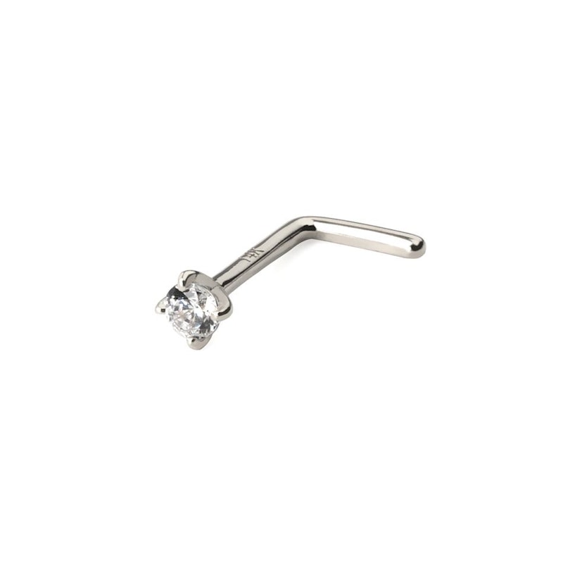 Næsepiercing af 14 karat guld med rund sten Piercing - Danmark